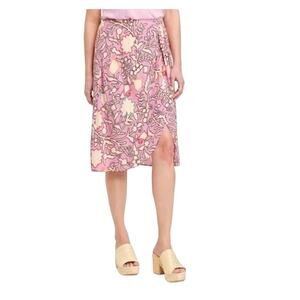 Knox Rose Floral Lilac Cream Skirt Knee Length Small New